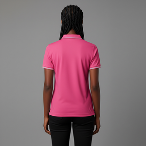 Polo Rosa para Mujer, Manga Corta, Logotipo Bordado en la Parte Delantera, Estilo Casual, Tela Oxford Transpirable, 100% Poliéster, en Oferta Online - Product Image 2