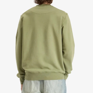 Sweat-shirt à col rond pour homme, vert olive uni, coupe ample et oversize, en molleton de coton, manches longues, poignets côtelés, style streetwear décontracté - Product Image 5
