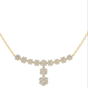 สร้อยคอเพชรทรงกลมแบบคลัสเตอร์สุดหรู ผลิตจากเพชรเลี้ยงในห้องปฏิบัติการ ตัวเรือนทอง 10K ประกายระยิบระยับ สวยงามเหนือกาลเวลา เหมาะสำหรับทุกโอกาส - Product Image 1