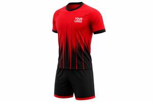 Ensemble de maillot de football unisexe sublimé, manches courtes, col rond, évacuation de l'humidité, coupe athlétique, logo personnalisé - Product Image 2