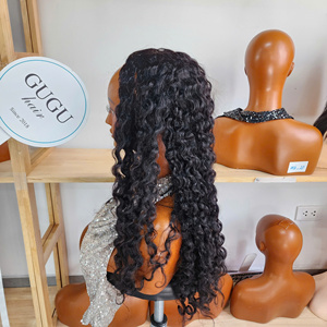 100% Vietnamese <b>Human</b> Hair Half <b>Wig</b> Burmese Curly 24 inches 200 density Double Drawn Single Donor Cap Black Women - Product Image 3