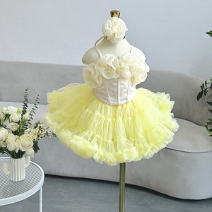 Conjunto de Princesa Floral para Niñas, Top de Satén, Falda Tutú de Tul Suave, Espalda Elástica, Lazo Grande, Vestido de Fiesta, Venta al Por Mayor de Fábrica, OEM - Product Image 5