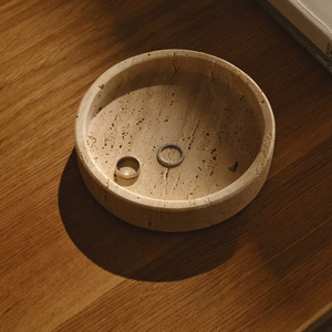 Tazón de mármol travertino de alta calidad para perros y gatos, plato de piedra natural para comida y agua - Product Image 1