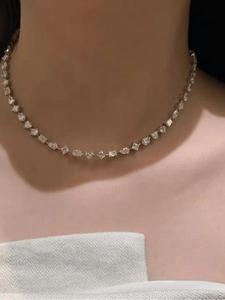 Collier de diamants multi-formes, collier tennis élégant, bijoux de luxe en diamants, collier statement rond taille princesse, cadeau de mariage - Product Image 2