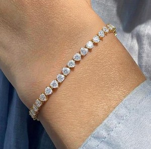 Pulsera con Dije de Moissanita en Forma de Corazón, Plata de Ley, Chapado en Oro Rosa, Joyería Fina Elegante Certificada por Terceros, de Lujo para Mujer - Product Image 2