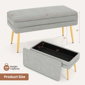 Panca contenitore imbottita in velluto per camera da letto con coperchio rimovibile - Product Image 5