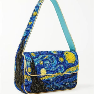 Bolso de mano de noche con cuentas para mujer, estilo étnico, con diseño de mosaico metálico y estampado. - Product Image 1