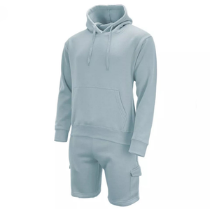 Conjunto Deportivo de Felpa para Hombre, Color Beige Sólido, Sudadera con Capucha y Pantalones Cortos Cargo, Ropa Deportiva con Logotipo Personalizado 2026 - Product Image 2