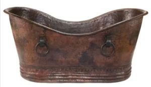 Bañera Ovalada de Cobre Martillado de Lujo, Bañera Artesanal Estilo Antiguo para Baño en Casa - Product Image 3