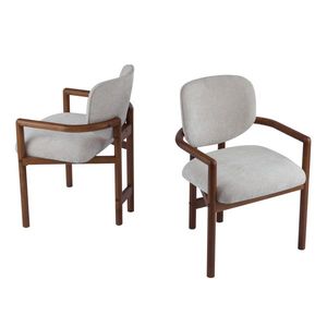 Ensemble de 2 chaises de salle à manger rembourrées beige, capacité de charge de 300 lb, sièges d'appoint en bois d'hévéa avec revêtement en tissu - Product Image 4