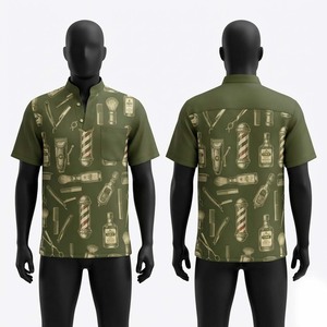 Chaqueta de Barbero Unisex para Adultos, Jersey de Poliéster Premium de 180 GSM, Verde Oliva, Logotipo Personalizado en Relieve, Transpirable, Blackhardson - Product Image 1