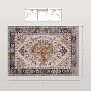 Tappeto Boho con Motivo a Medaglione 8x10, Antiscivolo, a Pelo Alto e Basso, per Soggiorno e Camera da Letto, Marrone Fulvo, Lavabile in Lavatrice - Product Image 3