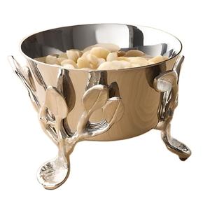 Cuenco de Servir de Metal con Acabado Plateado Premium con Soporte para Cocina, Hogar, Hotel, Restaurante, Frutas, Postres y Decoración de Mesa - Product Image 1