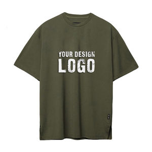 T-shirt décontracté pour homme de haute qualité, coupe épaules tombantes, respirant, col étroit, personnalisable avec logo imprimé, vente en gros OEM - Product Image 2