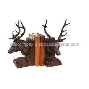 Sujetalibros con cabeza de ciervo, comúnmente están hechos de resina fundida a mano con acabados como burlwood o una apariencia de bronce - Product Image 1