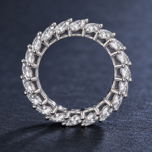 Anillo de Eternidad con Diamantes Cultivados en Laboratorio, Corte Marquesa Clásico, Oro 10K 14K 18K, Plata de Ley 925 935, Regalo de Boda para Mujer - Product Image 4