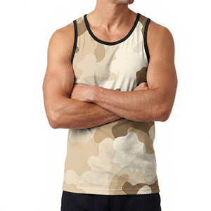 Customizable All Over Camo Print Men's Tank Top Moisture Wicking Athletic Workout Vest Factory Bulk Athletic Tank Tops For Men - Product Image 1