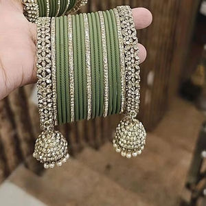 Latest Collection AA IMPEX Handmade Women Bridal Churiyan <b>Bangles</b> Pearl Trendy Geometric Design Customizable Colors & Sizes PK - Product Image 3