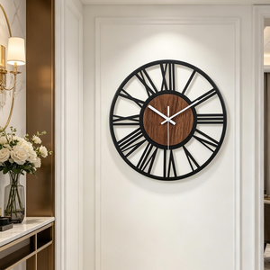 Large Vintage Metal <b>Wall</b> <b>Clock</b> Round Iron <b>Silent</b> Decorative <b>Clock</b> for Indoor Outdoor Garden Home Living Room - Product Image 1