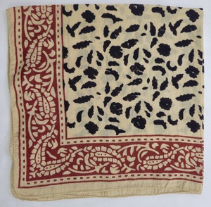 Block Printed Cotton Square Bandana Eco-Friendly Artisan Scarf Boho Hair Wrap Summer Travel <b>Beach</b> <b>Accessory</b> Geometric - Product Image 5