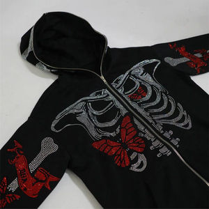 Sweat à capuche zippé intégral en strass lourd 2026 |   Sweat à capuche premium avec fermeture éclair |   Logo personnalisé Streetwear OEM - Product Image 6