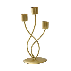 Candelabro moderno de metal dorado de 3 brazos, accesorio de iluminación elegante para centro de mesa de boda, decoración para mesa de comedor y hogar al mejor precio. - Product Image 2