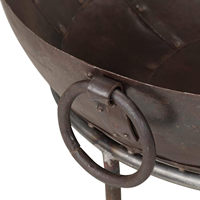 Brasero d'extérieur rond en acier Corten noir, table de brasero en métal pour patio, camping, barbecue, au bois et au charbon de bois, marque MDI