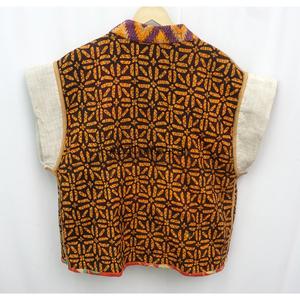 เสื้อคลุมกิโมโนงานฝีมือสไตล์วินเทจ ผ้าคันธา พร้อมเข็มขัด คอวี แขนสั้น ใส่ได้สองด้าน หลากสี สำหรับผู้หญิง - Product Image 5