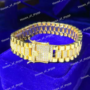 Bracelet à maillons épais en moissanite, finition rhodiée, avec diamant rond taille brillant pour homme - Product Image 3