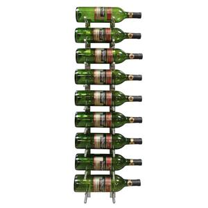 Porte-vin mural en acier inoxydable de style industriel moderne, capacité de 9 bouteilles, support individuel pour bouteille en métal argenté élégant - Product Image 3