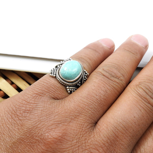 Anillo de plata de ley 925 con piedra turquesa, hermoso regalo para ella, joyería increíble, estilo bohemio vintage, unisex, para uso diario. - Product Image 6