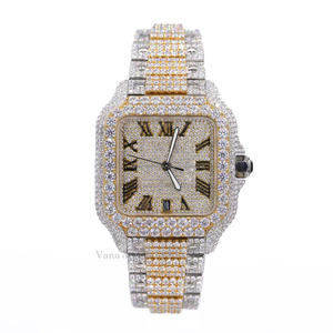 Montre automatique de luxe pour homme en acier inoxydable mécanique avec cadran en verre, imitation diamant, style hip-hop, résistante à l'eau jusqu'à 100 bars - Product Image 1