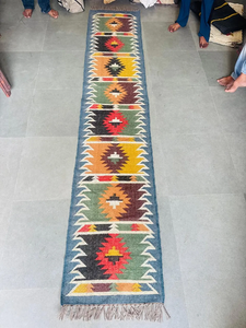 Farmhouse Colorful Handwoven Wool Jute <b>Runner</b> <b>Rug</b> Tribal Boho Southwestern Kilim Geometric <b>Kitchen</b> Hallway Stair Floor Carpet - Product Image 3