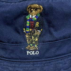 Polo Unisex <b>Navy</b> Blue Cotton Canvas Bucket <b>Hat</b> Embroidered Bear Logo Casual Spring Summer Adult Style - Product Image 6