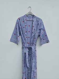 Robe Kimono de Plage Florale Imprimée au Bloc 100% Coton Style Bohème Classique Romantique Séchage Rapide pour l'Été - Product Image 2