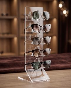 Support de présentation élégant pour lunettes de soleil en acrylique, organiseur pour 5 paires de lunettes, idéal pour les présentoirs de vente au détail - Product Image 1
