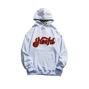 Sweat à capuche oversize tendance en molleton de coton épais, streetwear, avec patchs en chenille à base d'eau, décontracté - Product Image 1