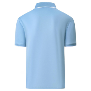 Men's Sky <b>Blue</b> Quarter Zip Tipped Collar <b>Polo</b> Slit Hem Short Sleeve Casual Business Golf Breathable <b>Polo</b> T-<b>Shirt</b> - Product Image 6