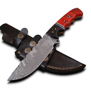 Couteau Skinner à lame fixe en acier forgé à motif Damas personnalisé, vente en gros OEM/OBM, équipement tactique de chasse, camping et EDC - Product Image 1