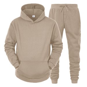 Custom 100% Cotton Fleece High Quality Blank Unisex Oversized <b>Hoodie</b> and Jogger Pants Men's Tracksuit Set - Product Image 3