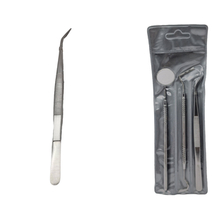 Kit de Higiene Dental Manual, Removedor de Placa de Acero, Raspador de Sarro, Sonda, Pinzas, Empuñadura Ergonómica, Cuero Negro, CE Dentavex Clase I - Product Image 4