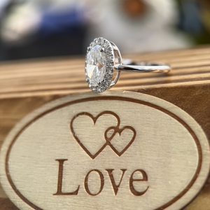 14K White Gold 1.30 Carat Oval Cut Lab Grown Filled Diamond Engagement Ring E Color VVS2 IGI Certified Round Side Stone - Product Image 2