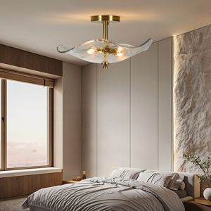 Plafoniera Moderna Dorata da 16,5 Pollici con Vetro e 2 Luci, Lampada da Soffitto Semi-Incasso per Camera da Letto - Product Image 2