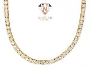 Navkar Diamonds Moissanite Tennis Necklace 925 Sterling Silver Moissanite Tennis <b>Chain</b> Unisex Luxury Jewelry <b>Iced</b> <b>Out</b> <b>Chain</b> - Product Image 2