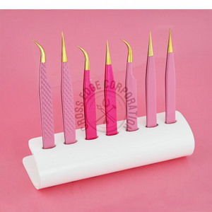 Wholesale Individual Fiber Lashes Tweezers Stainless Steel 45 75 90 Degrees Grip Pointed Tip False Eyelash Extension - Product Image 3