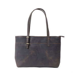 Handmade High Quality Women's Waterproof Zipper & Open Closure Genuine Leather Shoulder Tote Bag Handbag - Product Image 1