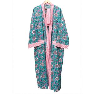 Robe longue de plage kimono bohème décontractée pour femme, 100 % coton, col en V, avec ceinture, imprimé floral - Product Image 4