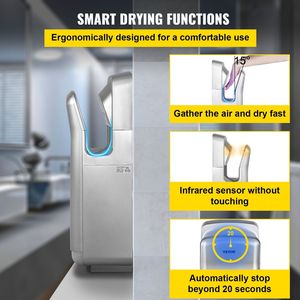 Secador de Manos Eléctrico Comercial Premium Jet de 16 Pulgadas, Secador de Aire ABS con Filtración HEPA, Secador de Manos de Pared - Product Image 5