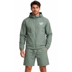 Conjunto Corto de Chaqueta Cortavientos de Nailon y Poliéster para Hombre, Ligero, Estilo Urbano, Dos Piezas, Ropa Casual Personalizada - Product Image 6