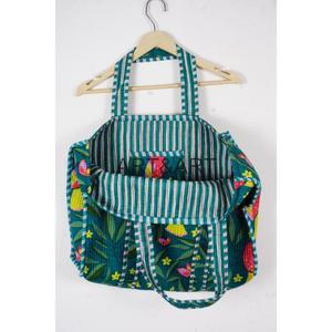 Bolso Tote de Moda Vintage Hecho a Mano en India, de Algodón, para Mujer, Estampado a Bloque, Acolchado, con Dos Asas y Cierre Abierto - Product Image 5